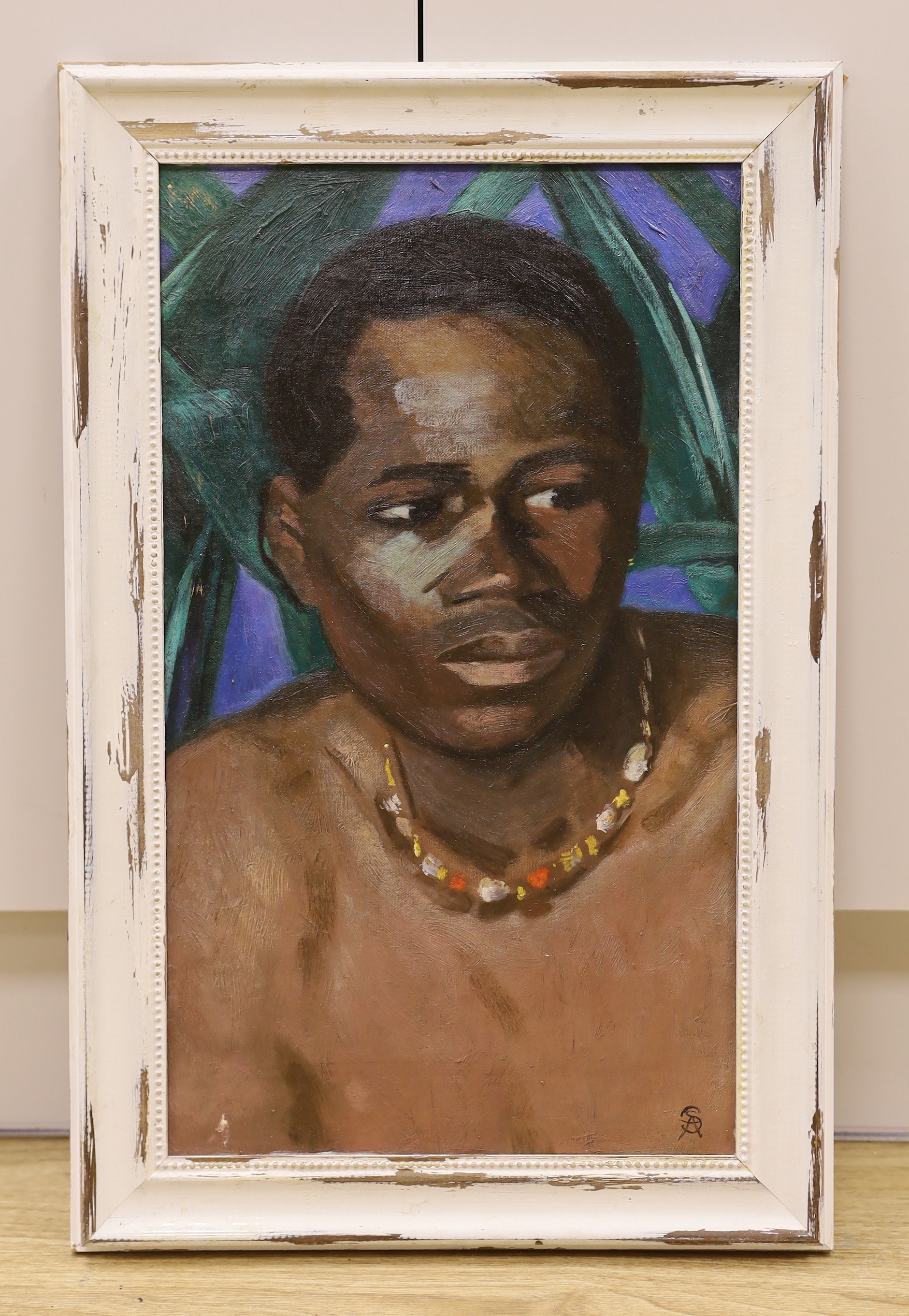 Oil on board, Portrait of an African gentleman, bears monogram, 50 x 29cm